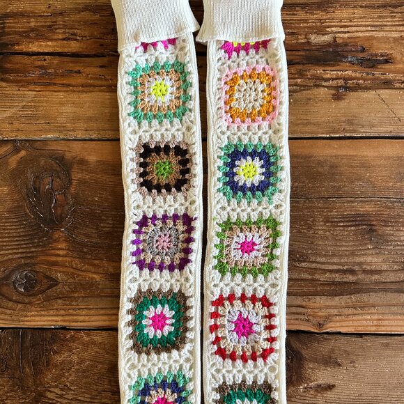 Colorful Crochet Knit Over-the-Knee Socks - Picture 3 of 3